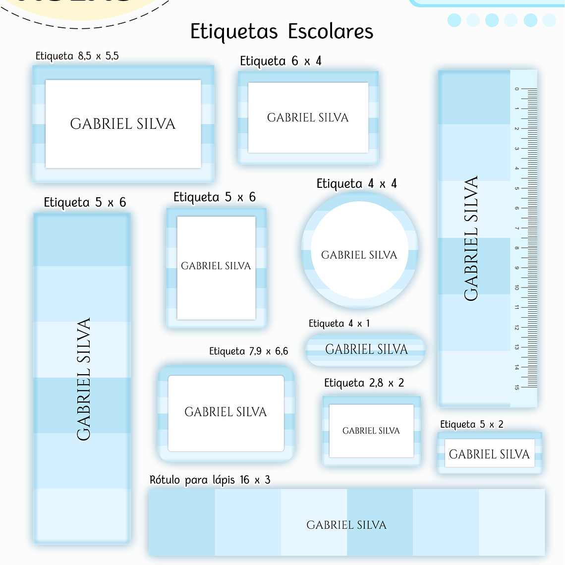 Arquivo Encadernação Kit Escolar - Azul Neutro 8