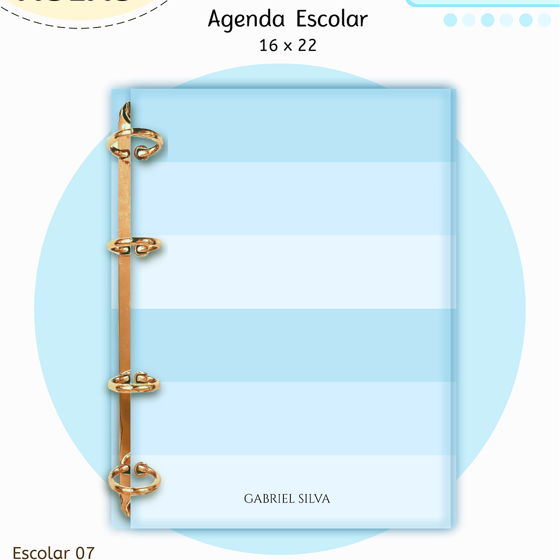 Arquivo Encadernação Kit Escolar - Azul Neutro 9