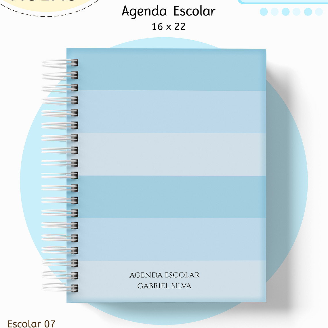 Arquivo Encadernação Kit Escolar - Azul Neutro 13