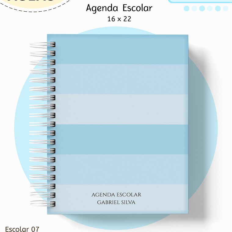 Arquivo Encadernação Kit Escolar - Azul Neutro 13