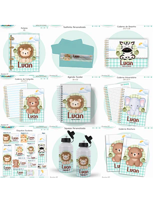 Arquivo Encadernação Kit Escolar - Bichinhos