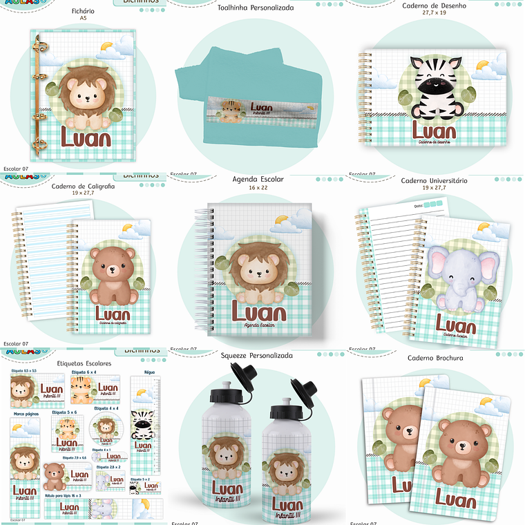 Arquivo Encadernação Kit Escolar - Bichinhos 1