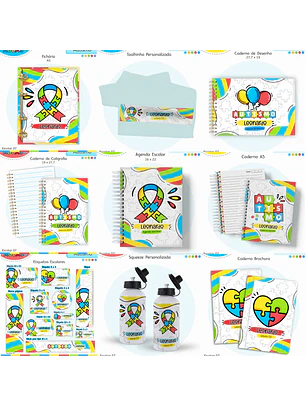 Arquivo Encadernação Kit Escolar - Autismo
