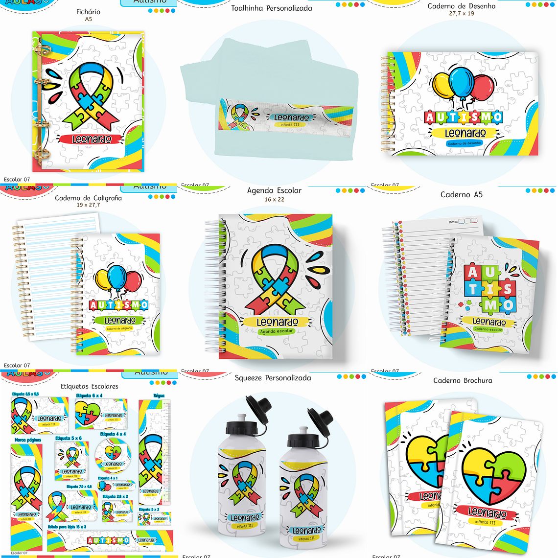 Arquivo Encadernação Kit Escolar - Autismo 1