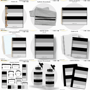 Arquivo Encadernação Kit Escolar - Cinza e Preto