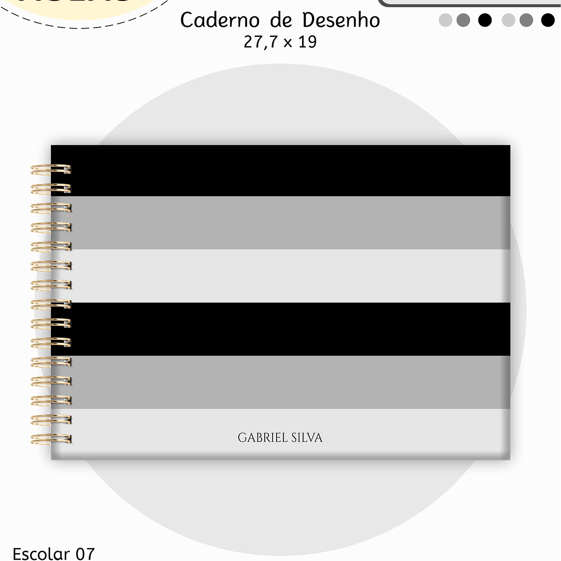 Arquivo Encadernação Kit Escolar - Cinza e Preto 2