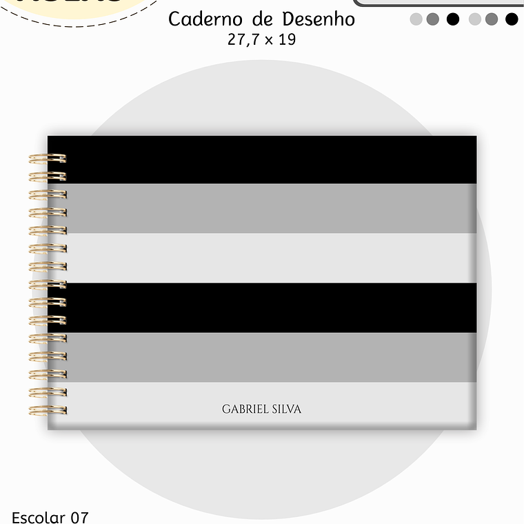 Arquivo Encadernação Kit Escolar - Cinza e Preto 2