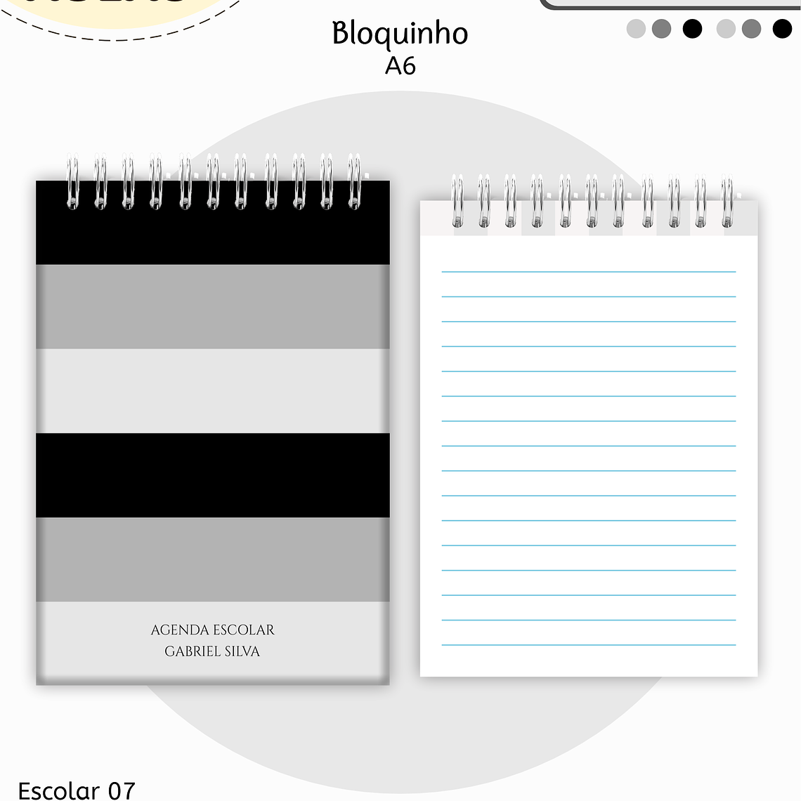 Arquivo Encadernação Kit Escolar - Cinza e Preto 3