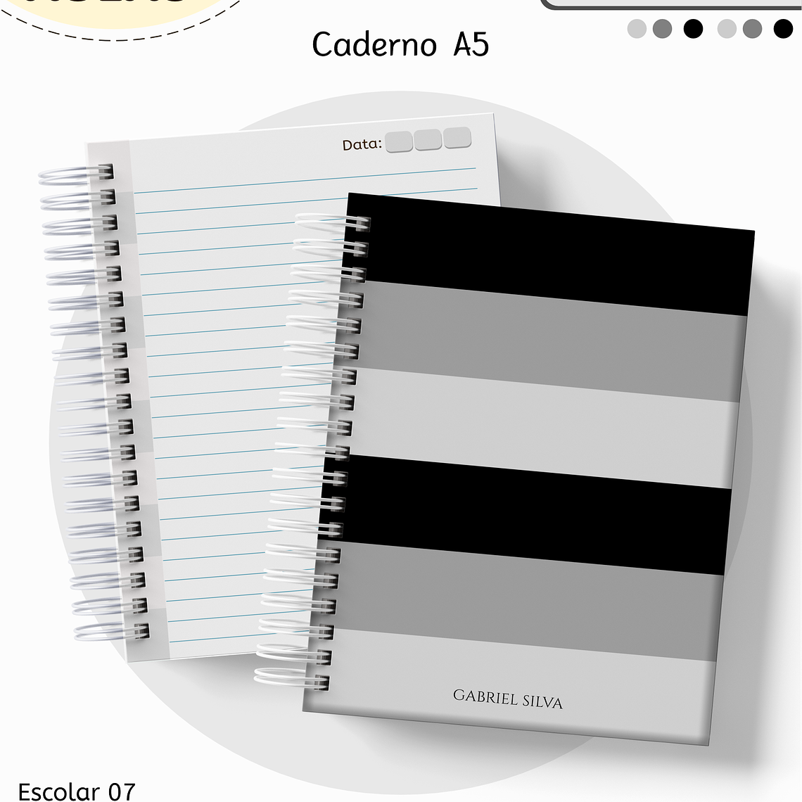 Arquivo Encadernação Kit Escolar - Cinza e Preto 5