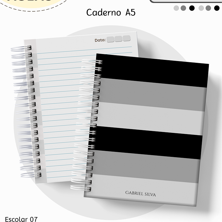 Arquivo Encadernação Kit Escolar - Cinza e Preto 5