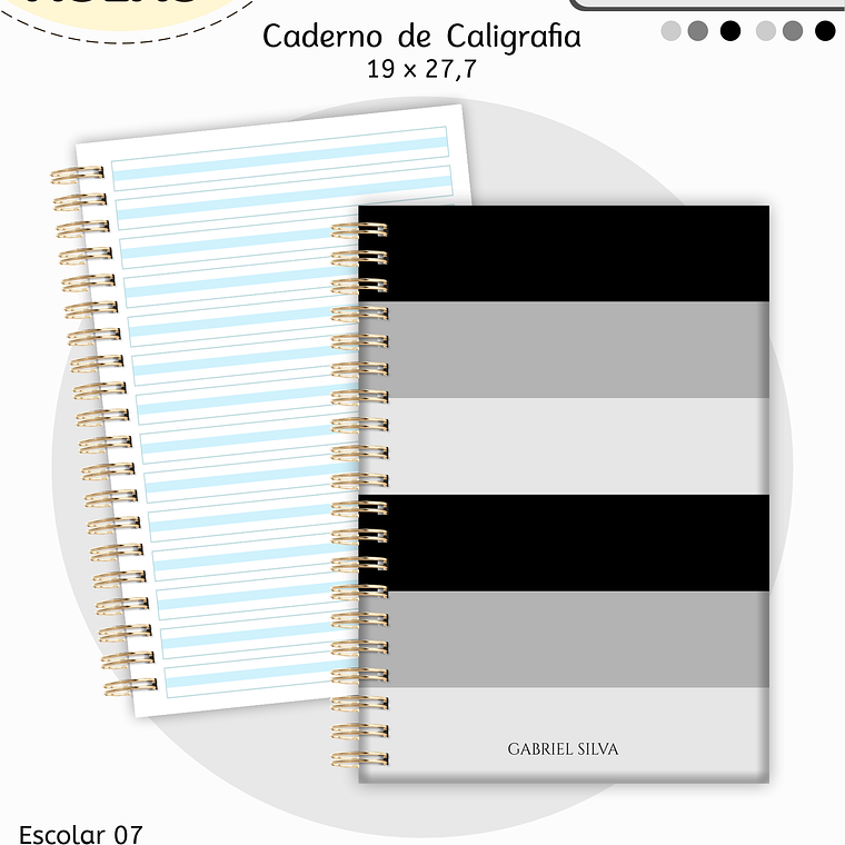 Arquivo Encadernação Kit Escolar - Cinza e Preto 7