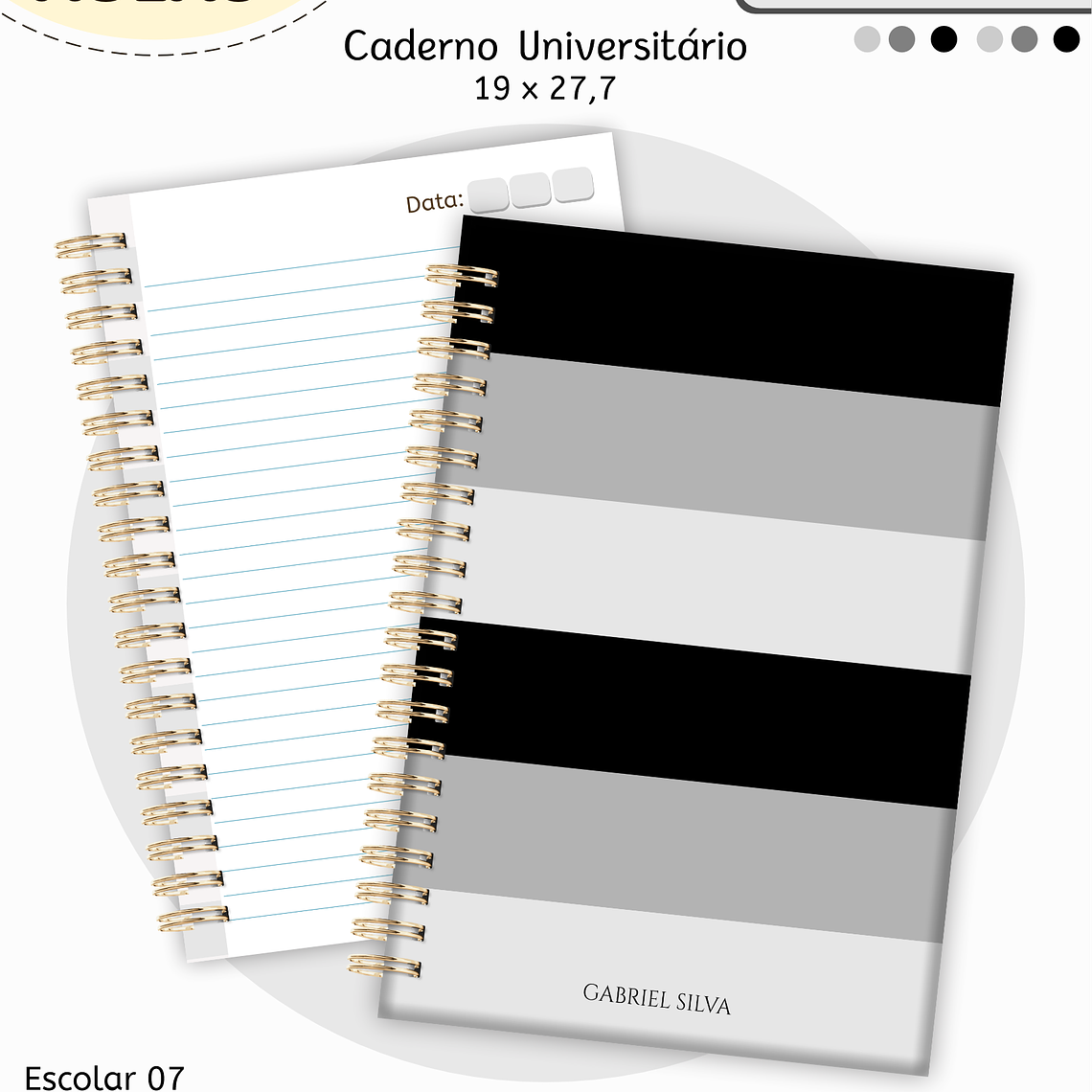 Arquivo Encadernação Kit Escolar - Cinza e Preto 8