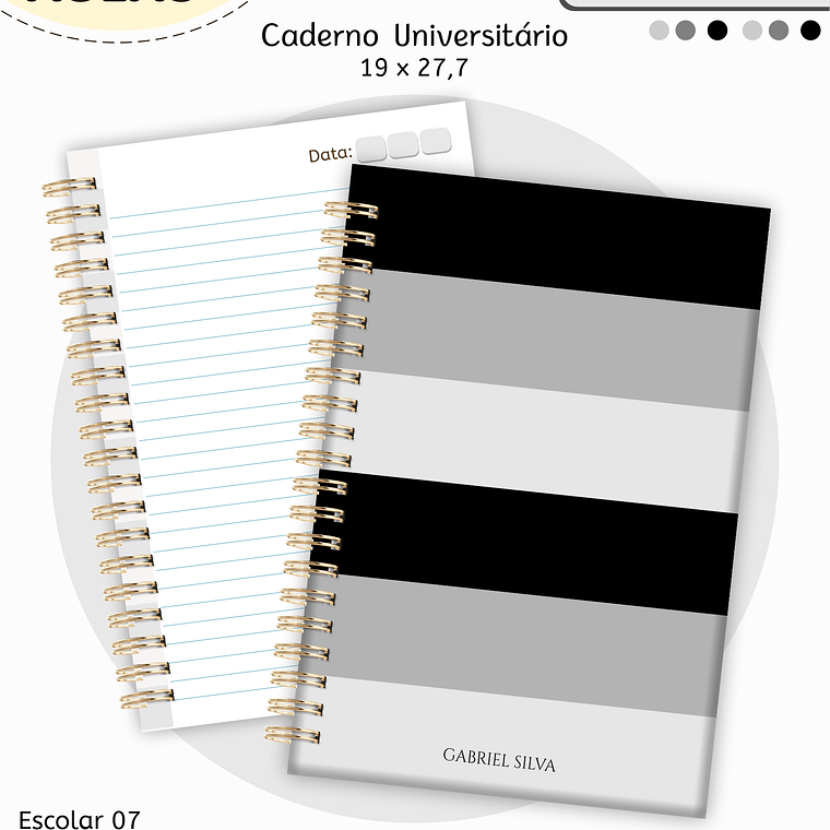 Arquivo Encadernação Kit Escolar - Cinza e Preto 8
