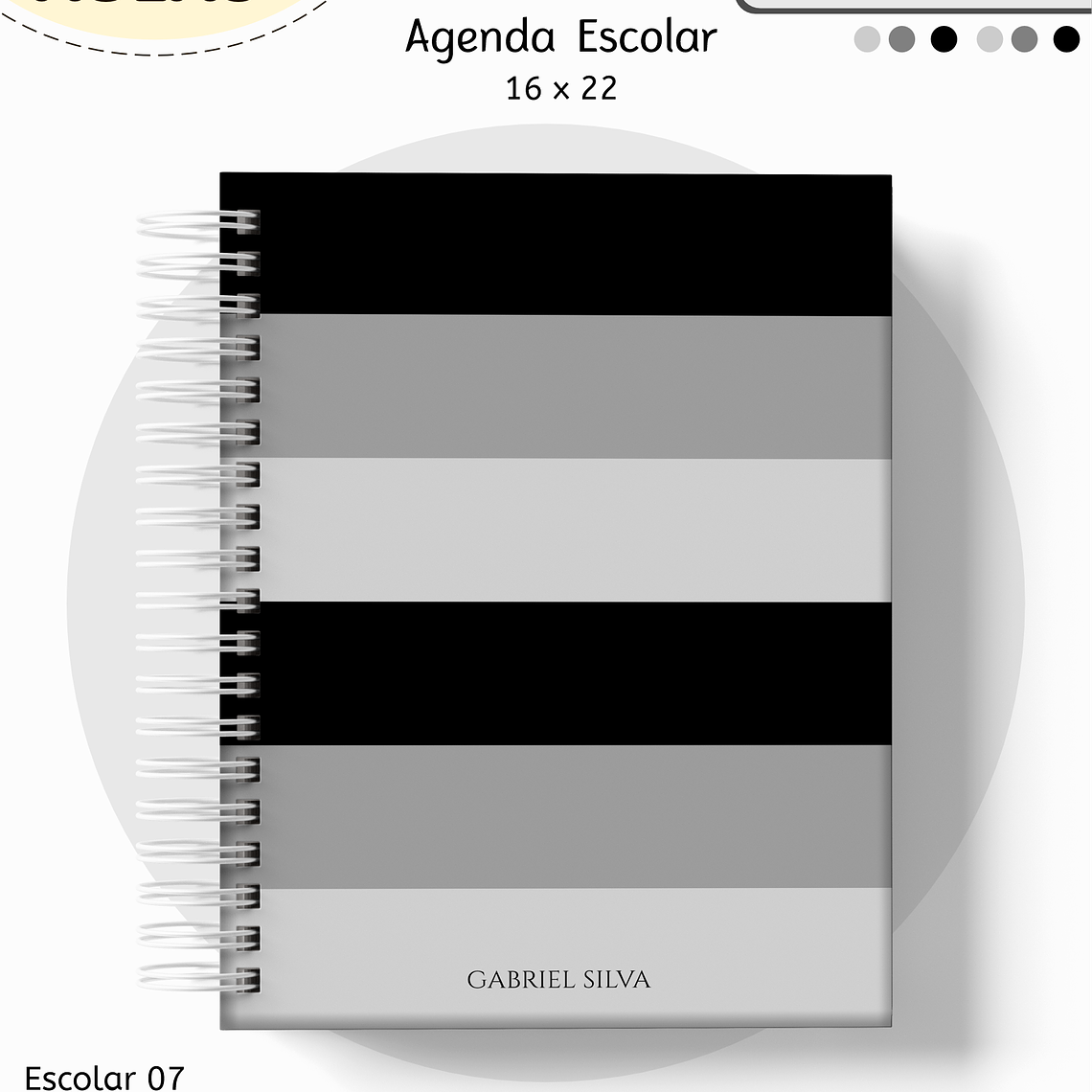 Arquivo Encadernação Kit Escolar - Cinza e Preto 10
