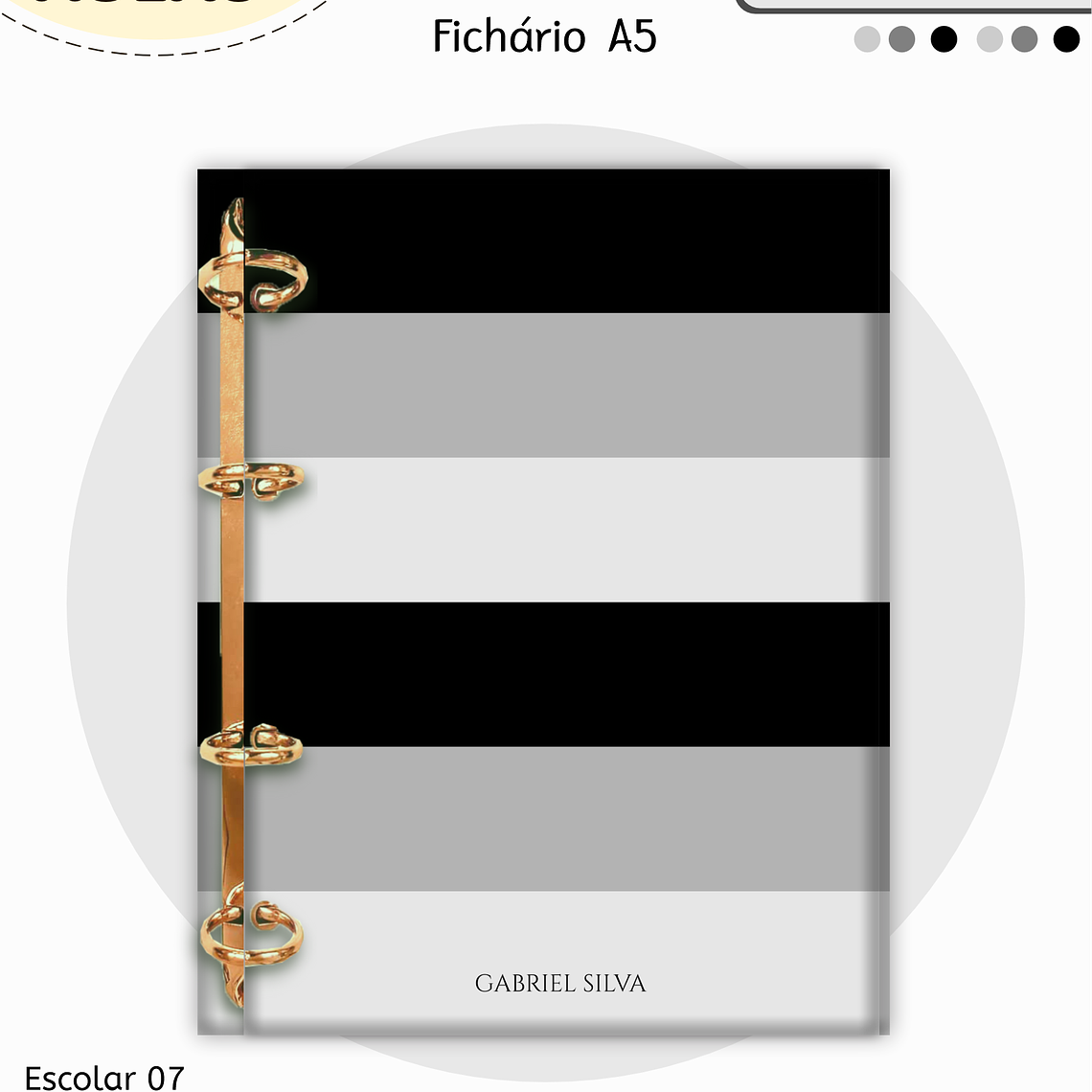 Arquivo Encadernação Kit Escolar - Cinza e Preto 11