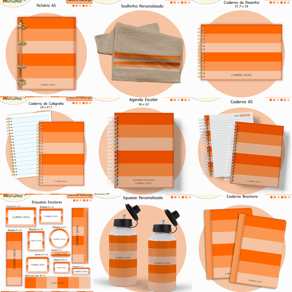 Arquivo Encadernação Kit Escolar - Laranja Neutro 1