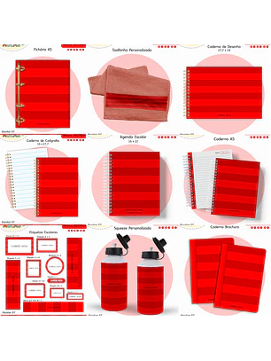 Arquivo Encadernação Kit Escolar - Vermelho Neutro