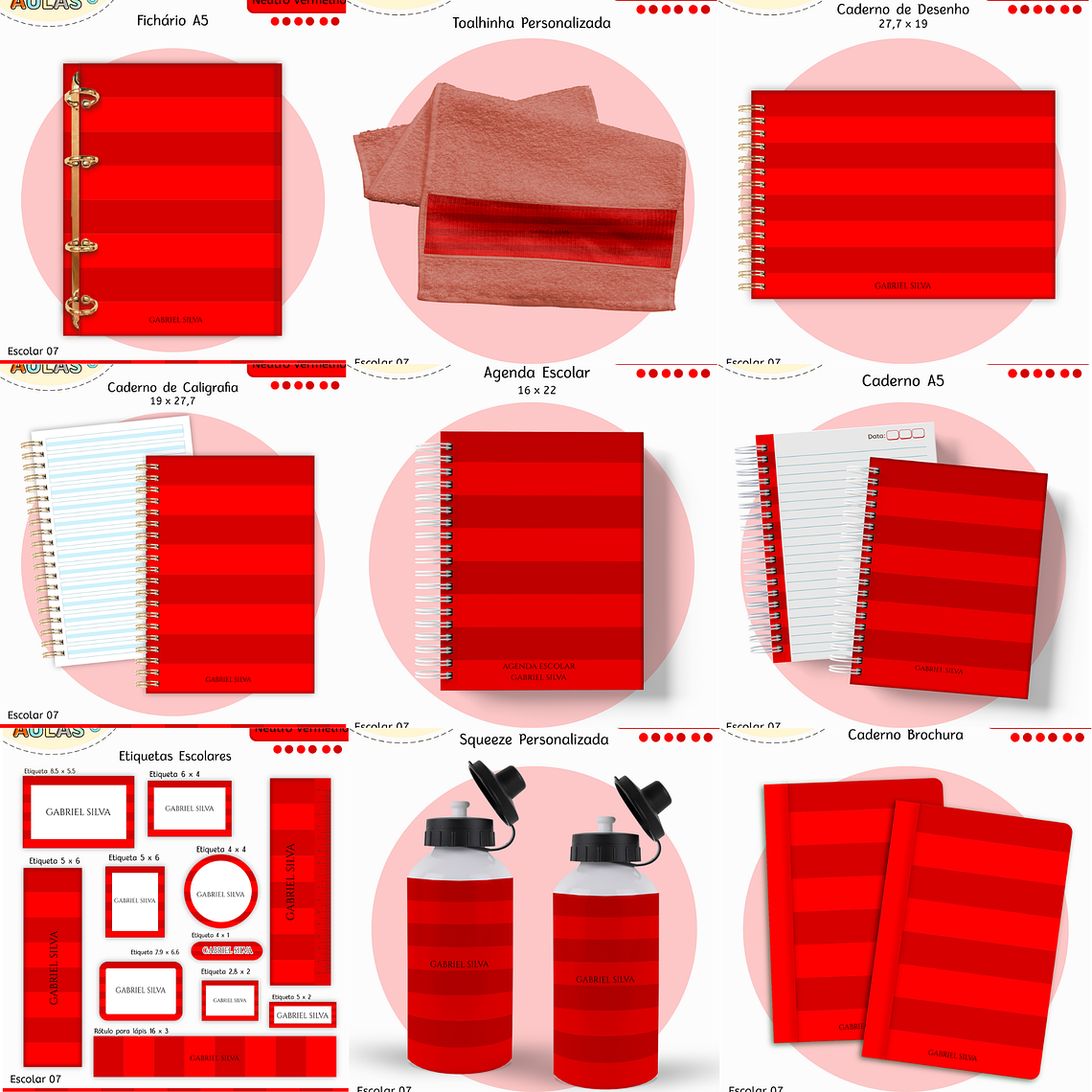 Arquivo Encadernação Kit Escolar - Vermelho Neutro 1