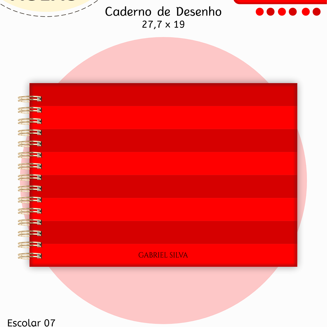 Arquivo Encadernação Kit Escolar - Vermelho Neutro 5