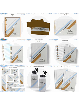 Arquivo Encadernação Kit Escolar - Pastel Menino