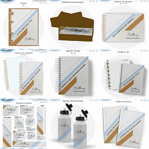 Arquivo Encadernação Kit Escolar - Pastel Menino