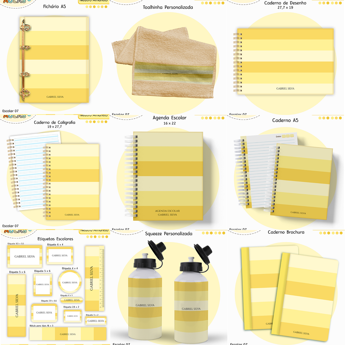 Arquivo Encadernação Kit Escolar - Amarelo Neutro 1