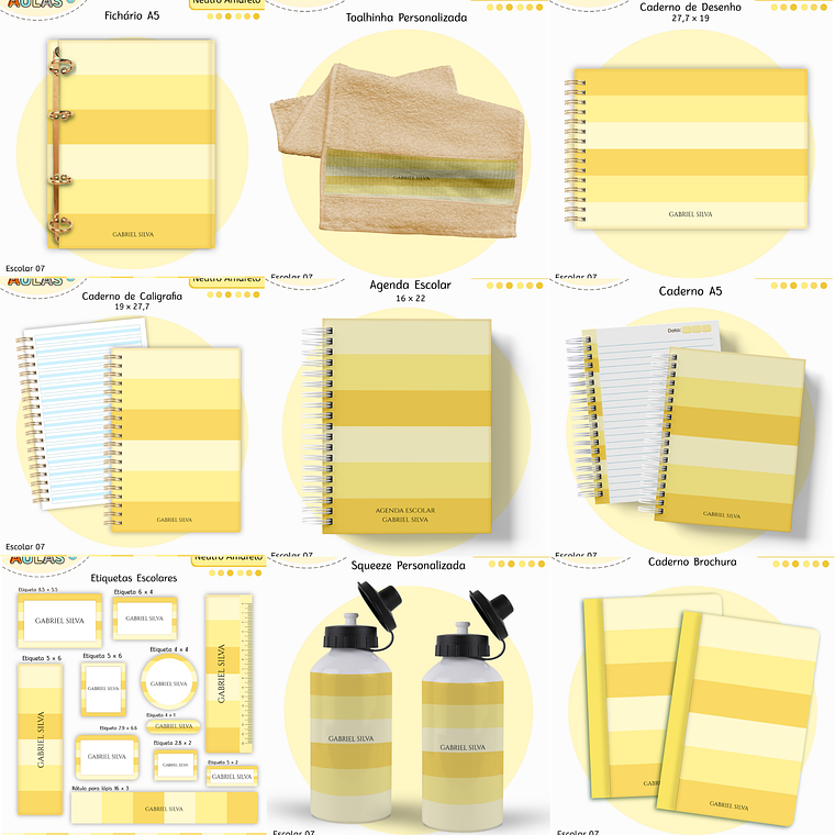 Arquivo Encadernação Kit Escolar - Amarelo Neutro 1