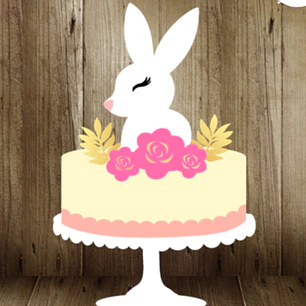 Arquivo Topo de Bolo Coelho da Páscoa Flores