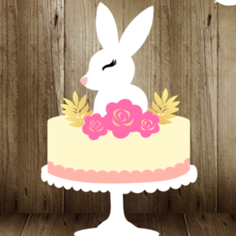 Arquivo Topo de Bolo Coelho da Páscoa Flores 1