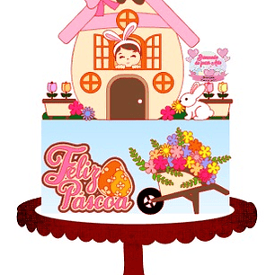 Arquivo Topo de Bolo Páscoa Casinha Rosa Baby