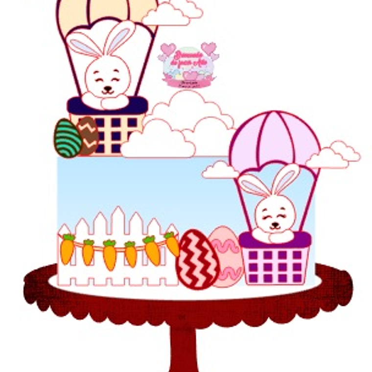 Arquivo Topo de Bolo Páscoa Coelhos e Balões 1