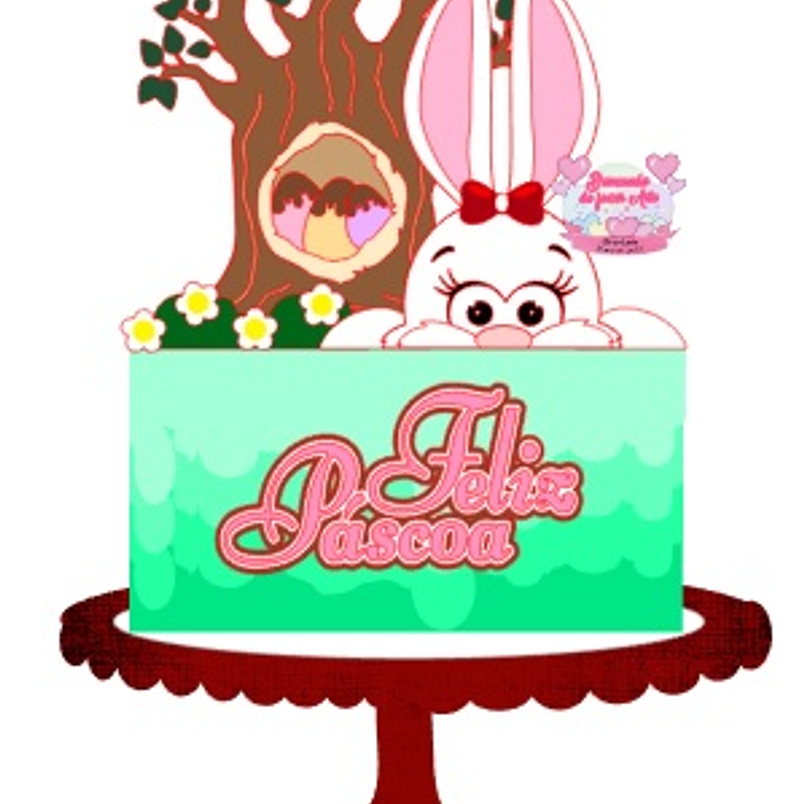 Arquivo Topo de Bolo Páscoa Árvore Menina 1