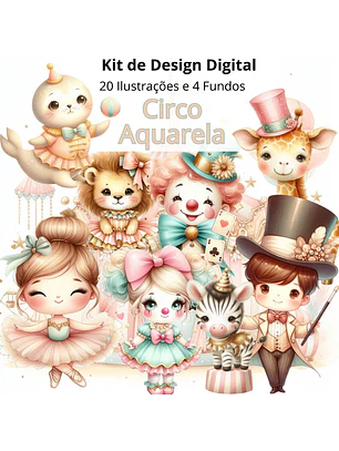 Kit Digital Circo Aquarela Candy