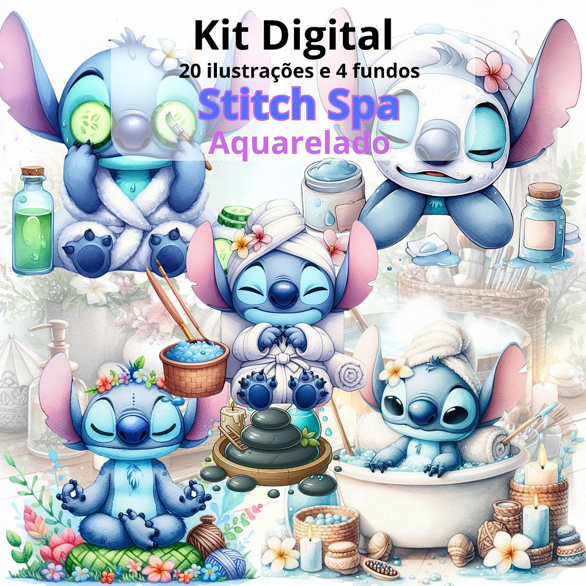 Kit Digital – Stitch Spa Aquarelado 1