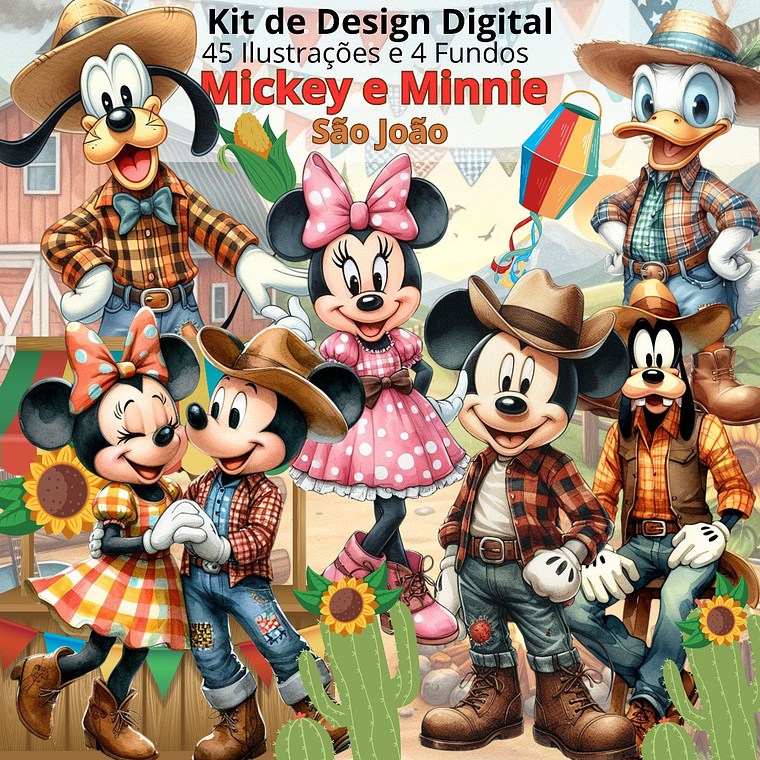 Kit Digital Mickey e Minnie São João 1