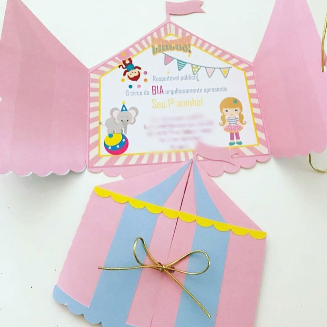 Arquivo de Corte Convite Circo Rosa 1