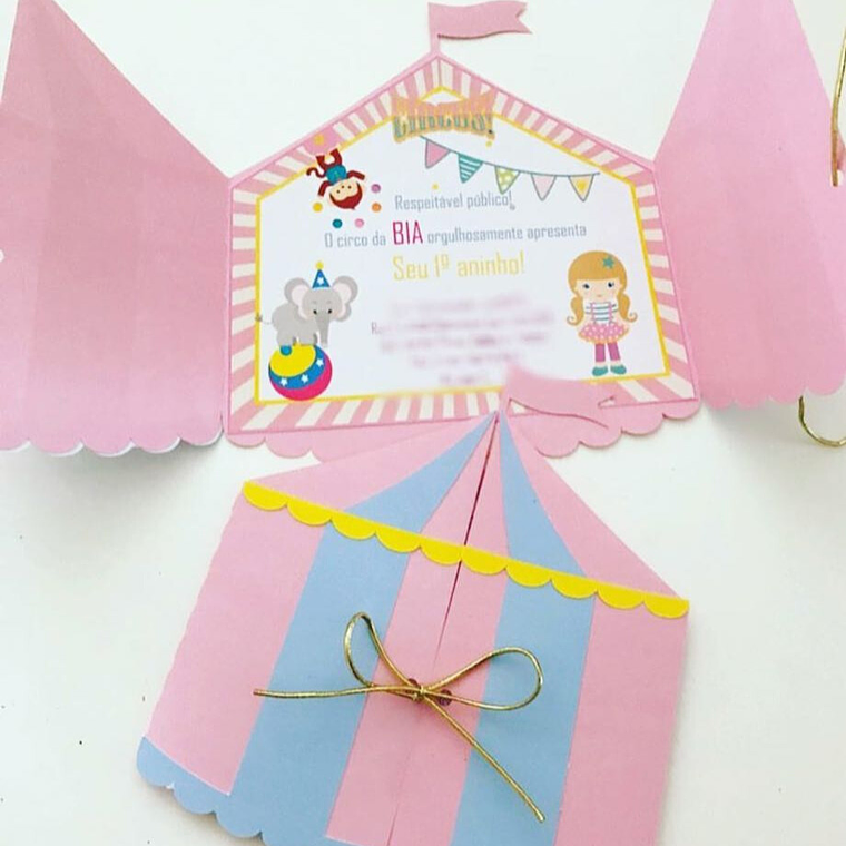 Arquivo de Corte Convite Circo Rosa 1