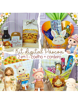 Kit digital Páscoa 2026 – Coelho e Cristão