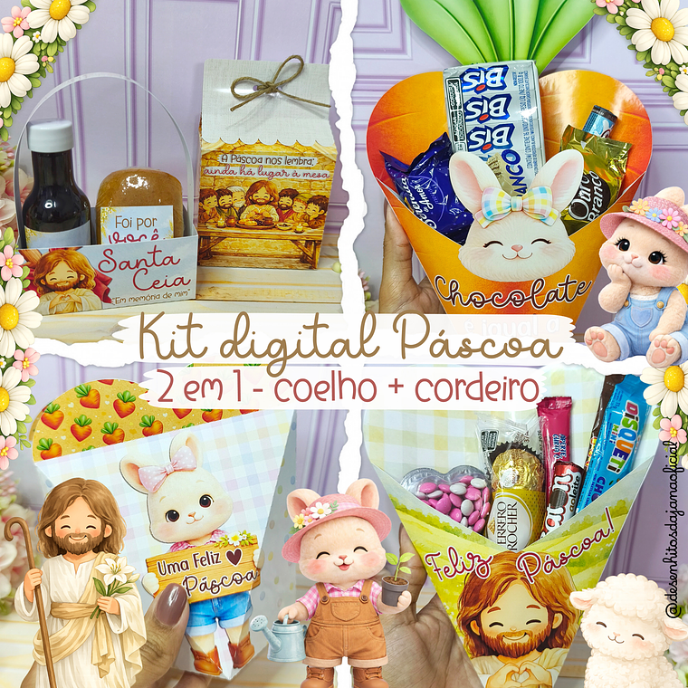 Kit digital Páscoa 2026 – Coelho e Cristão 1