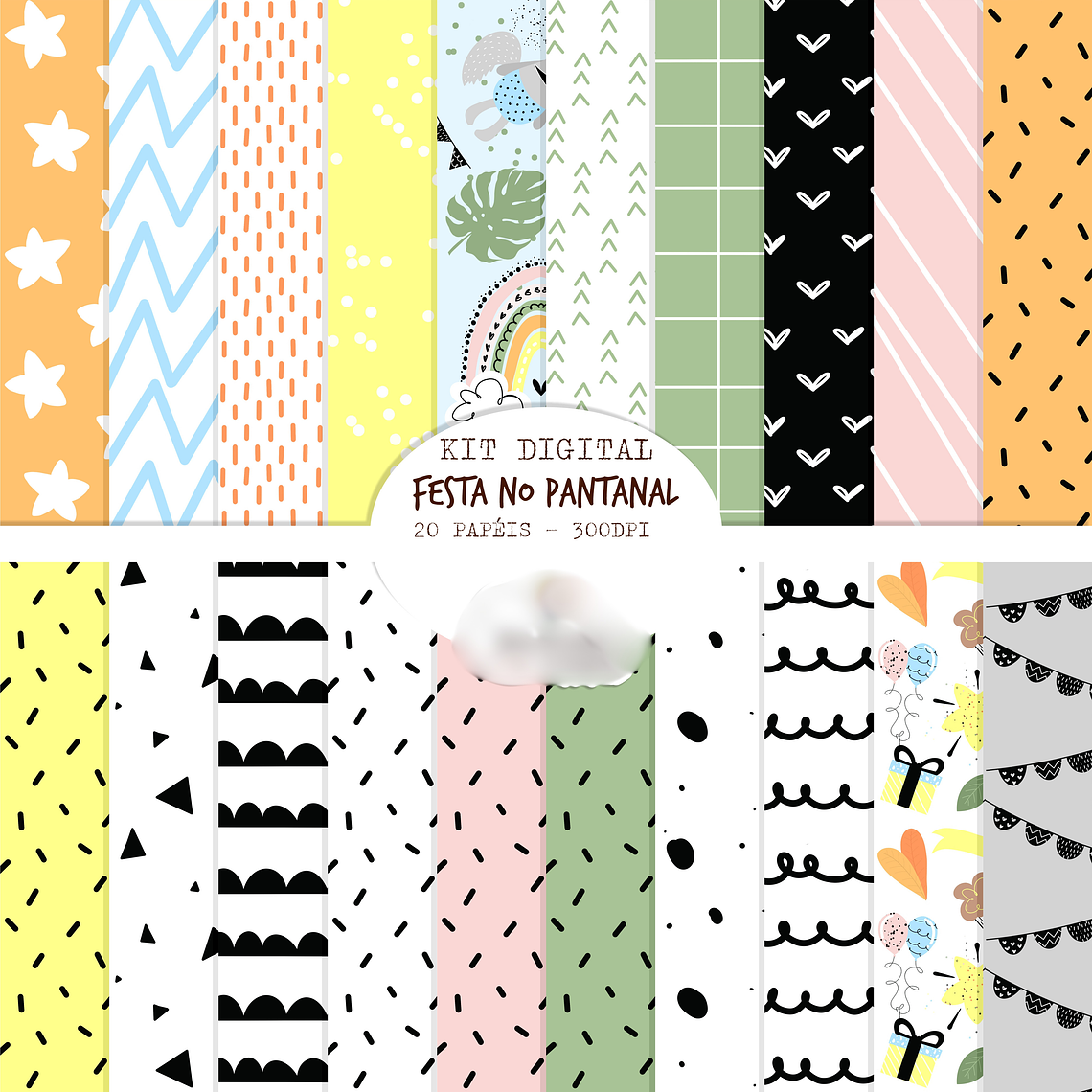 Kit Digital Geométrico - Festa no Pantanal 1