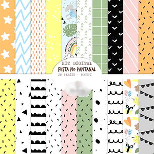 Kit Digital Geométrico - Festa no Pantanal