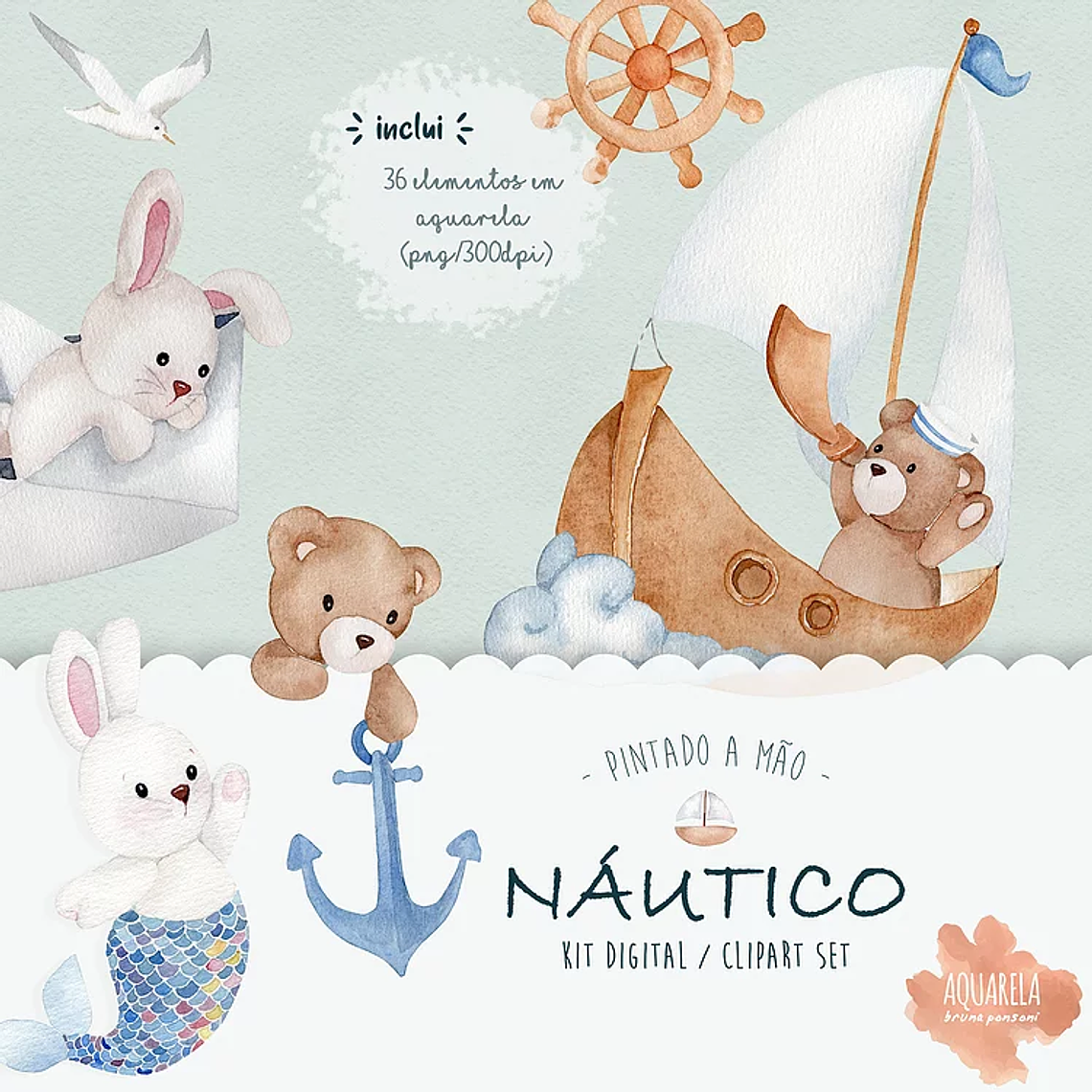 Kit Digital Náutico Pintado a mão  1
