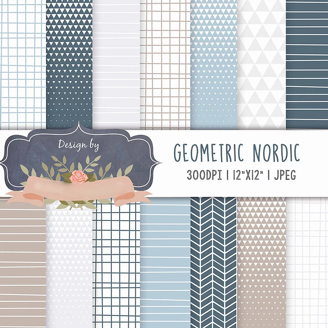 Kit Papel Digital Geométrico Nórdico 1