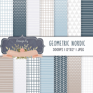 Kit Papel Digital Geométrico Nórdico