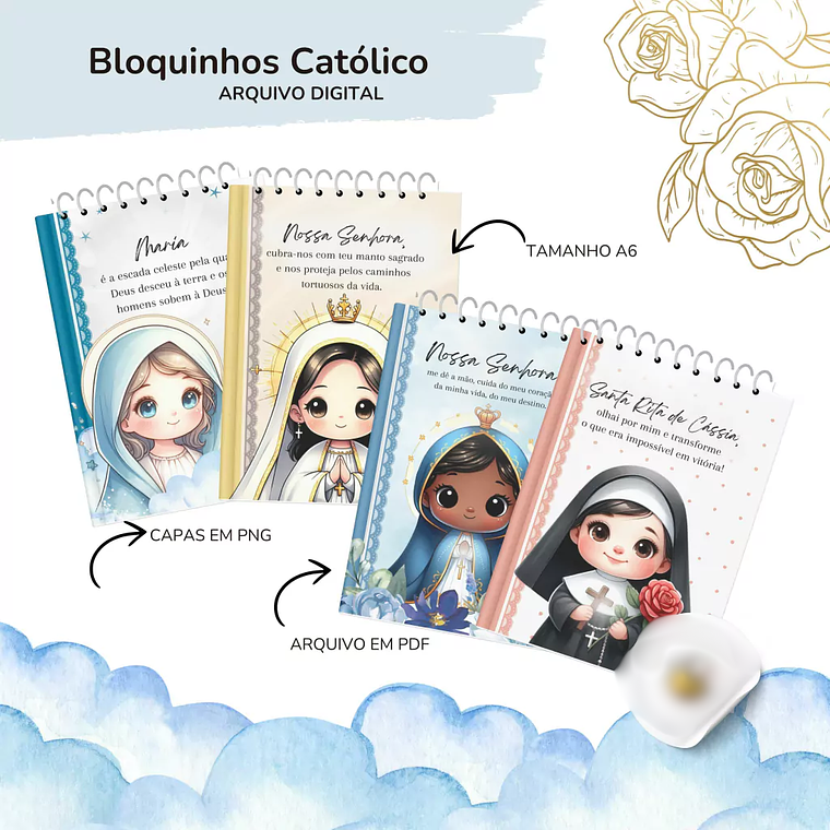 Arquivo Encadernação Bloquinhos A6 Santinhas 1