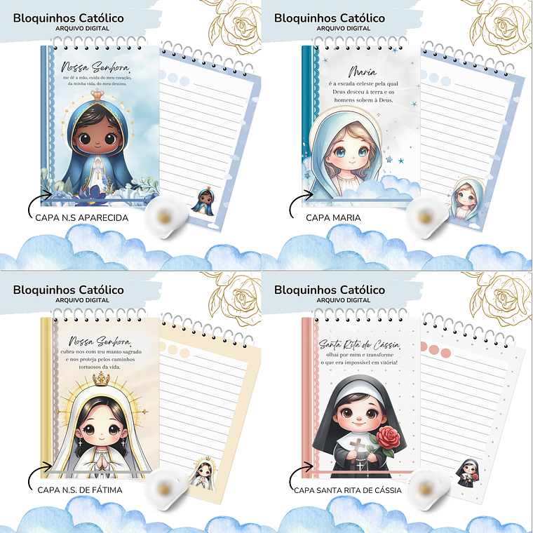 Arquivo Encadernação Bloquinhos A6 Santinhas 2