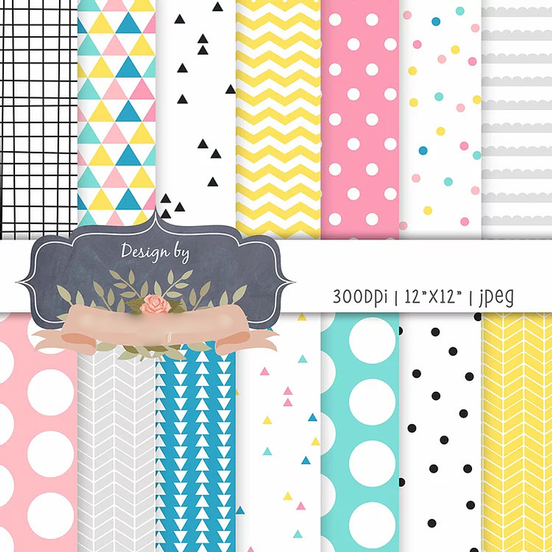 Kit Papel Digital Geométrico Colorido 1