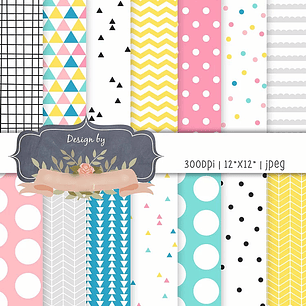 Kit Papel Digital Geométrico Colorido