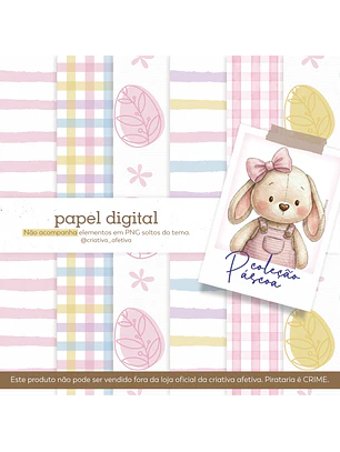 Kit Papéis Digitais Coleção Páscoa - Rosa