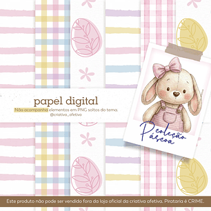 Kit Papéis Digitais Coleção Páscoa - Rosa